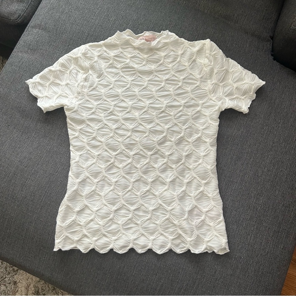 Philosophy White Textured Short Sleeve Top